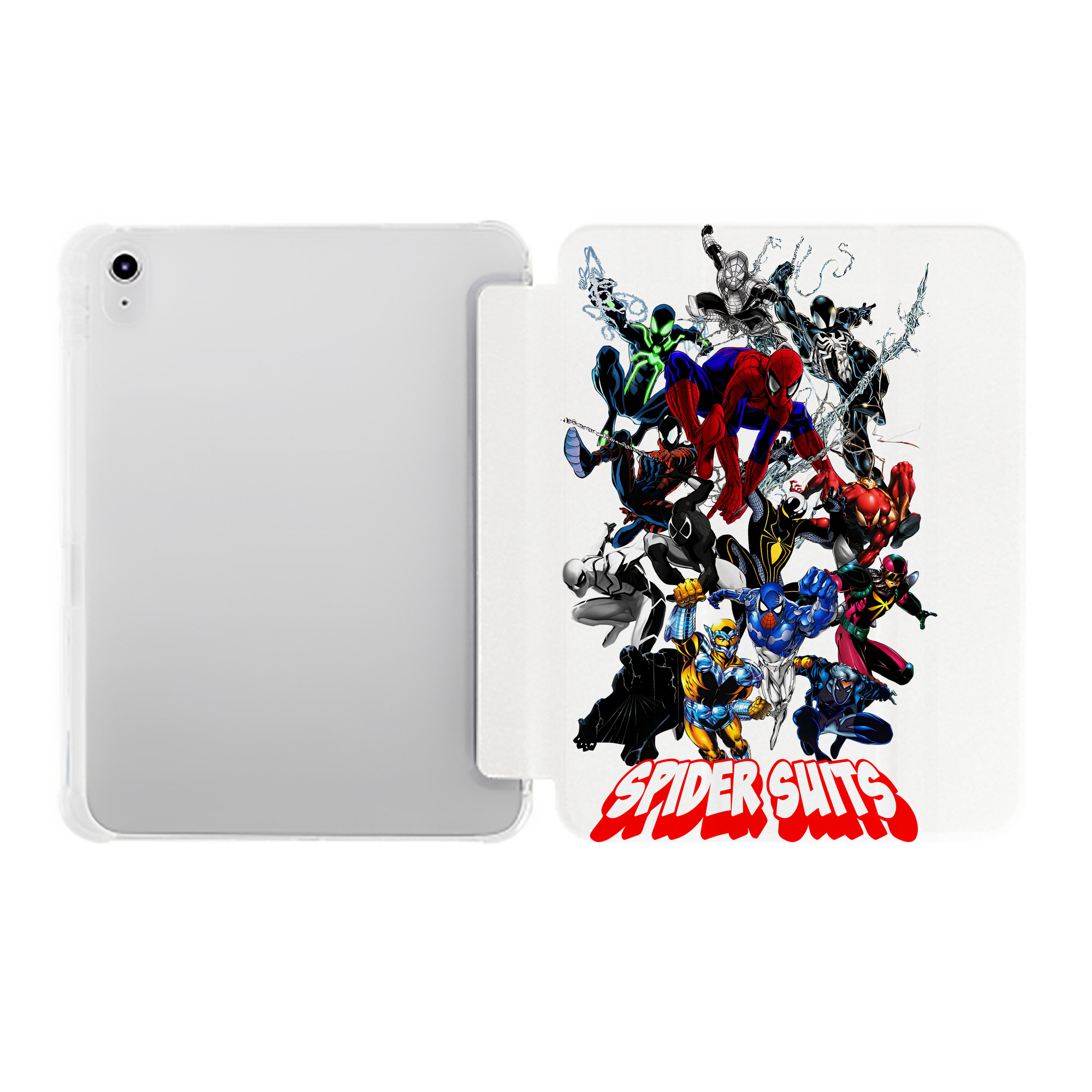 （画像用） Spider Man スパイダーマン IPad ケース ペン収納付き 三つ折りスタンド PUレザー×シリコン 対応機種9.5/10.5/10.9インチ